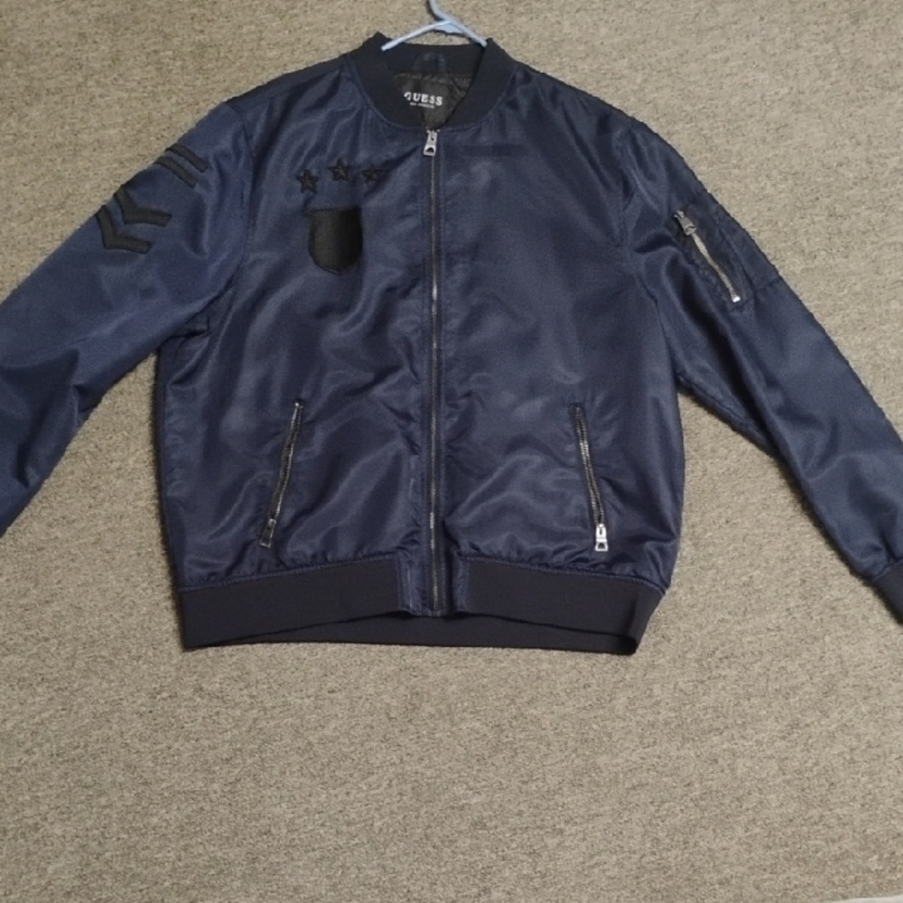 Guess Men's Dark Blue Bomber Jacket